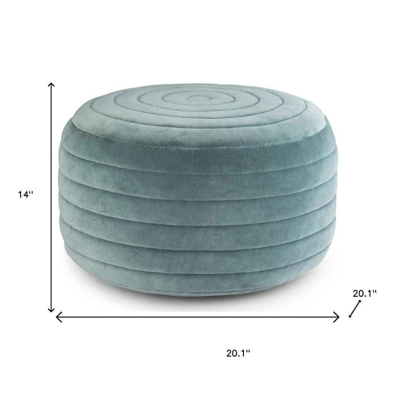 20" Blue Velvet Round Pouf Ottoman