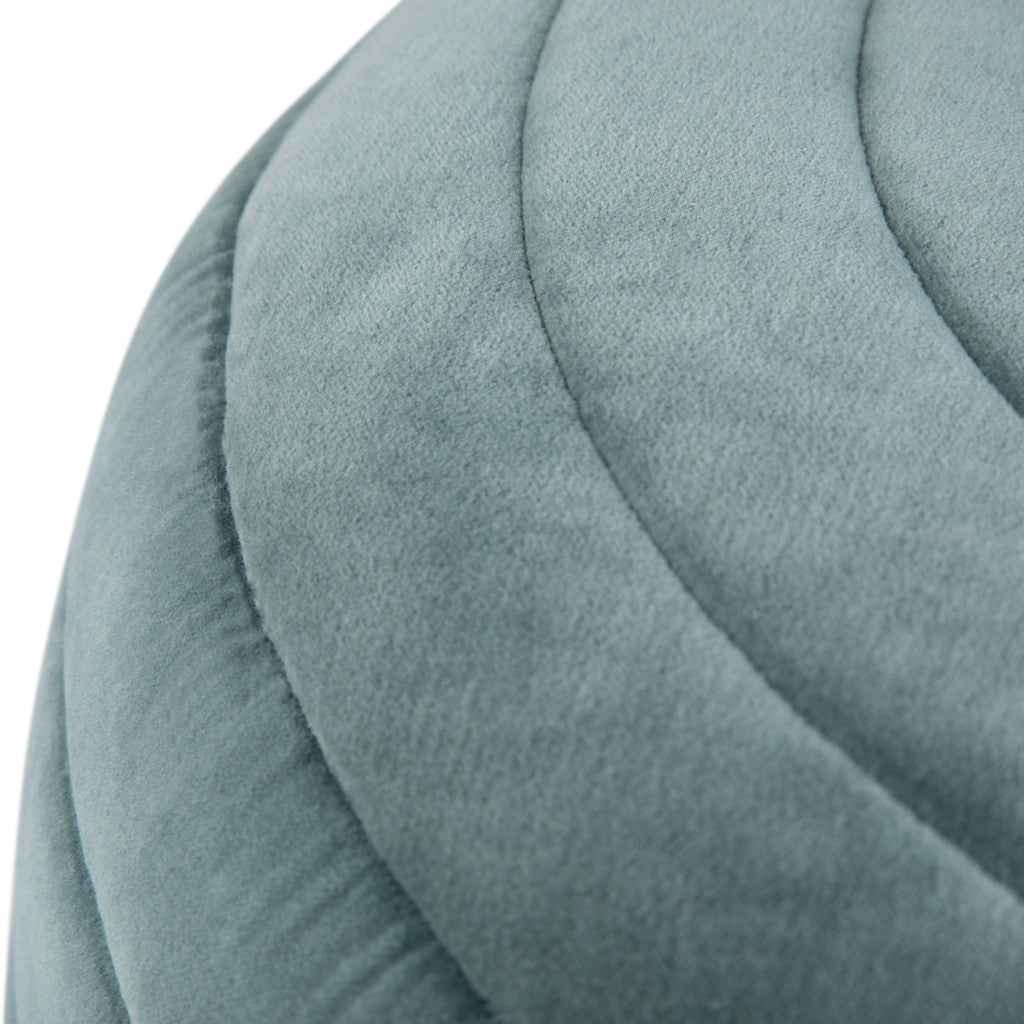 20" Blue Velvet Round Pouf Ottoman