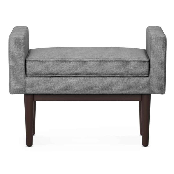29" Gray and Walnut Linen Ottoman