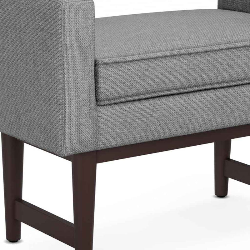 29" Gray and Walnut Linen Ottoman