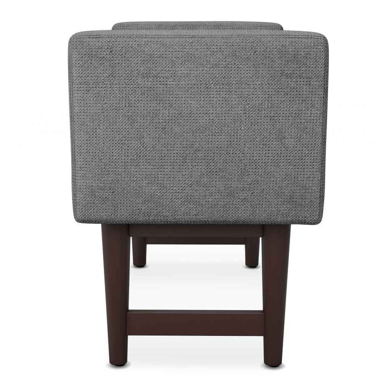 29" Gray and Walnut Linen Ottoman