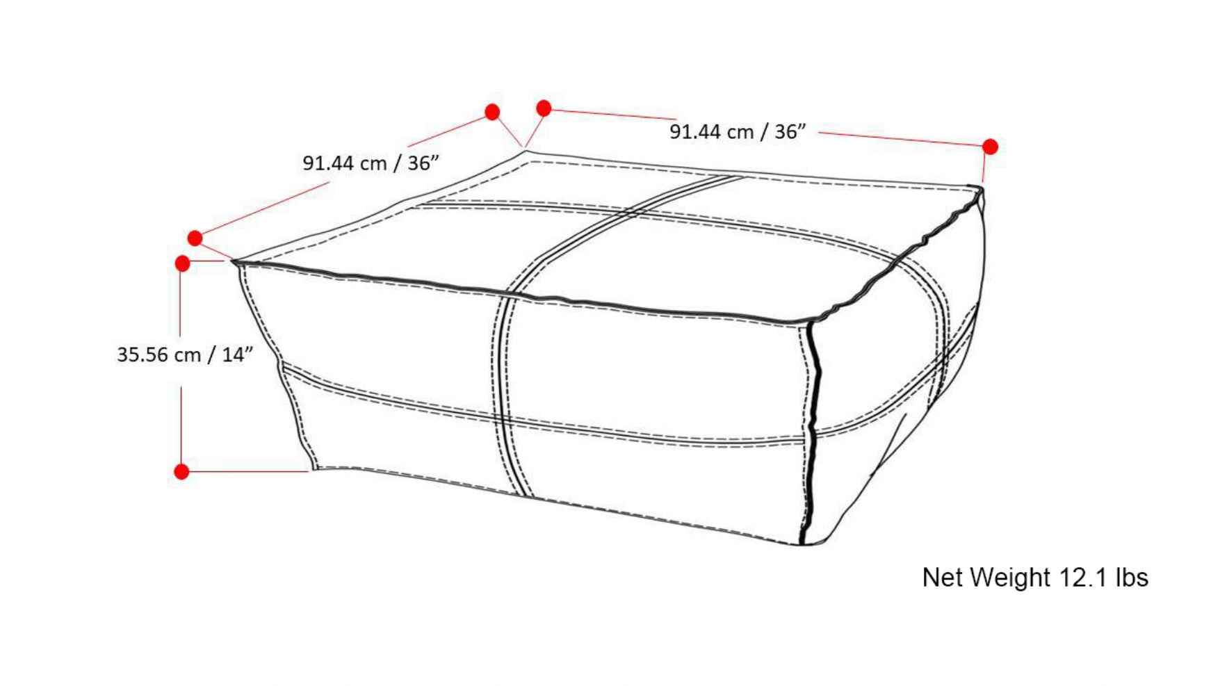 36" Black Faux Leather Pouf Ottoman