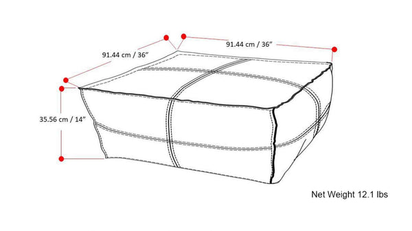 36" Black Faux Leather Pouf Ottoman