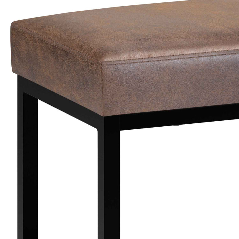26" Brown and Black Leather Ottoman