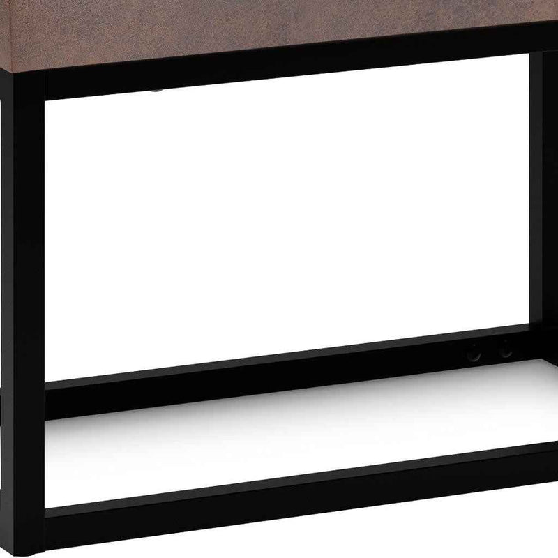 26" Brown and Black Leather Ottoman