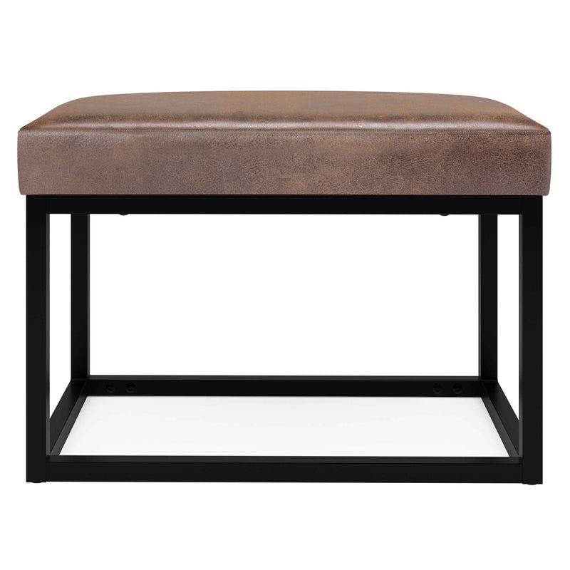 26" Brown and Black Leather Ottoman