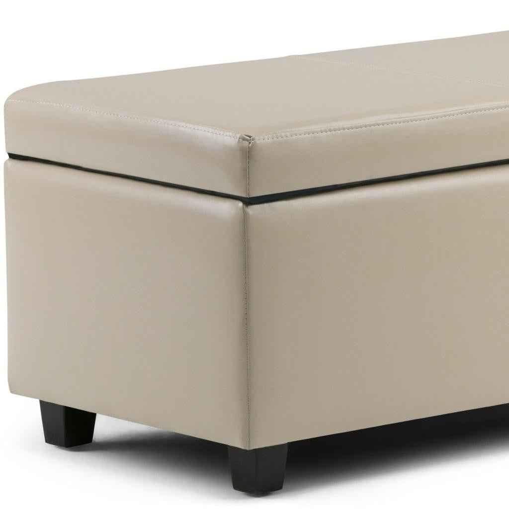 48" Dark Brown and Cream Upholstery Storage Ottoman