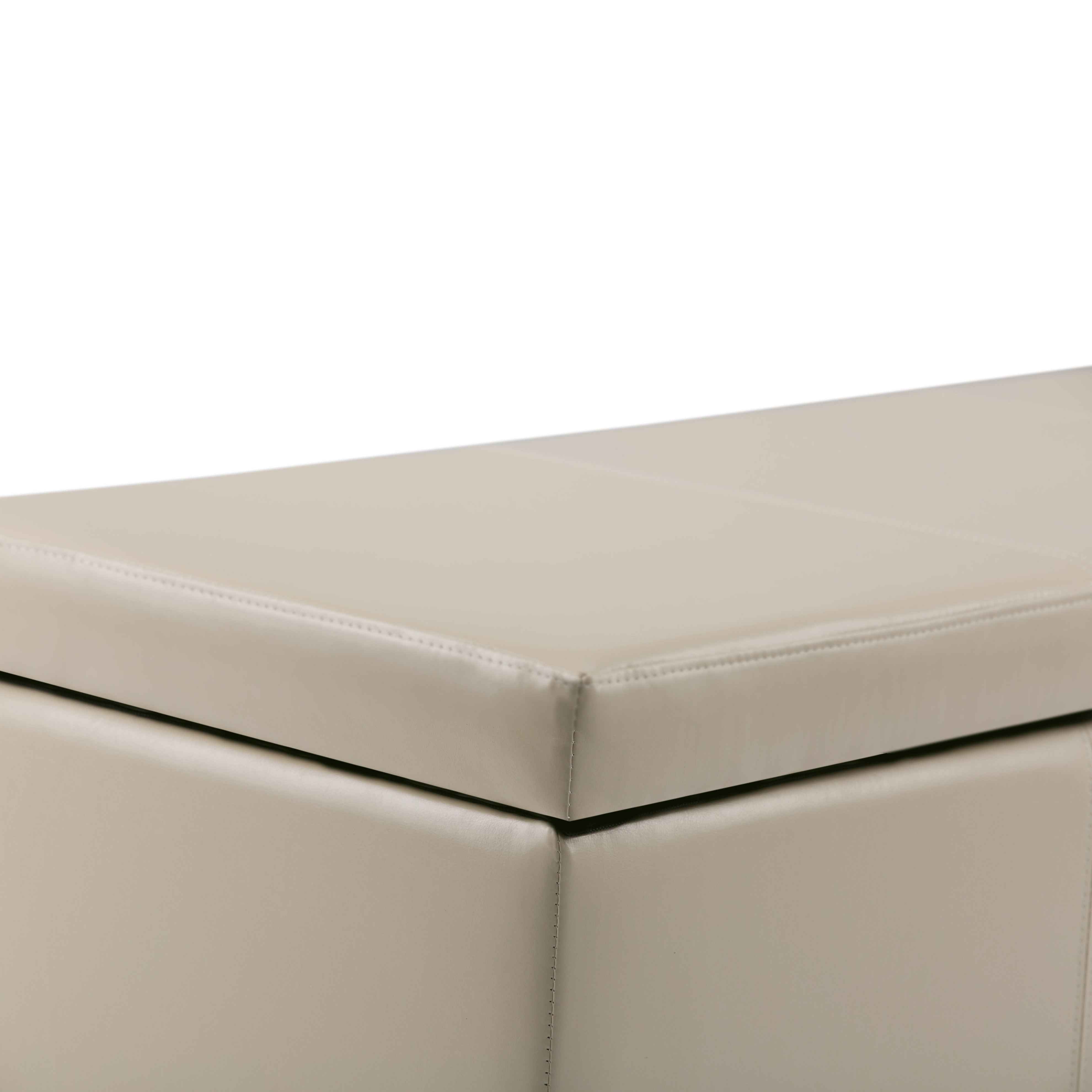 48" Dark Brown and Cream Upholstery Storage Ottoman