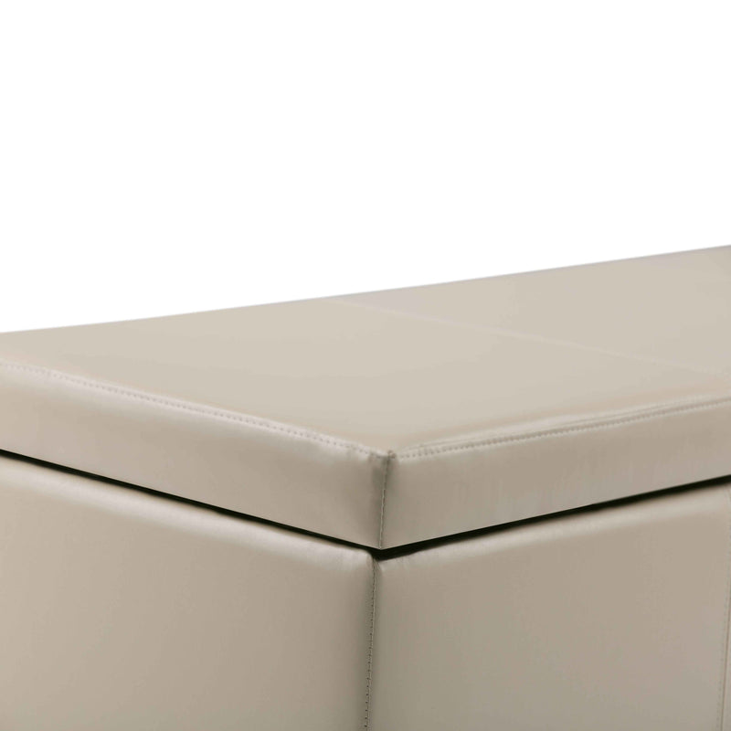 48" Dark Brown and Cream Upholstery Storage Ottoman