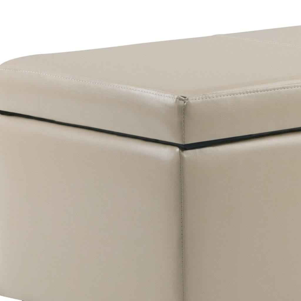 48" Dark Brown and Cream Upholstery Storage Ottoman