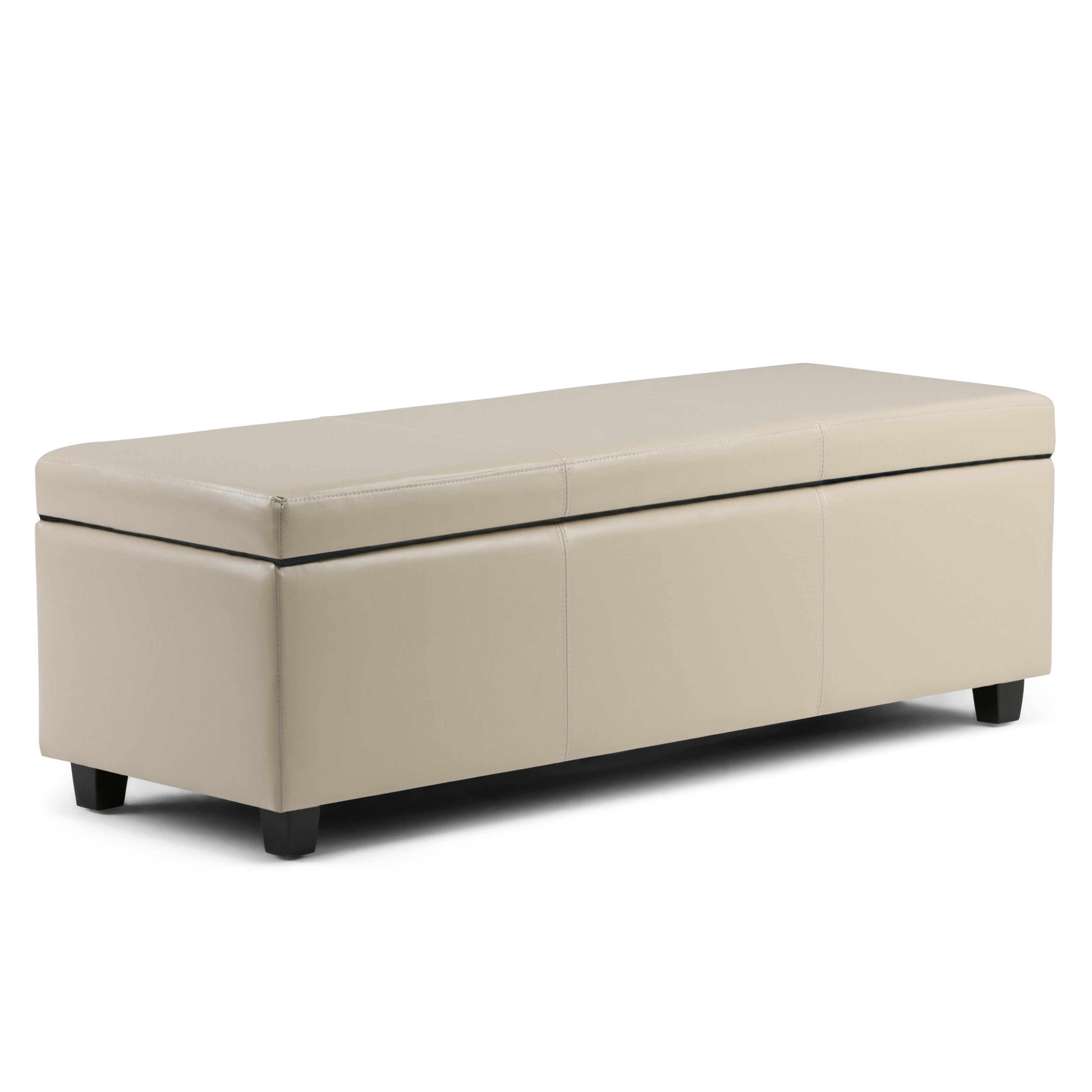 48" Dark Brown and Cream Upholstery Storage Ottoman - GreatEagleInc