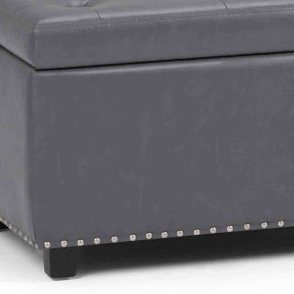 48" Dark Brown and Gray Upholstery Storage Ottoman
