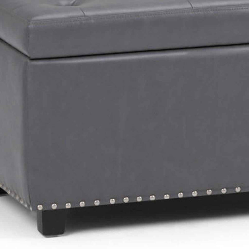 48" Dark Brown and Gray Upholstery Storage Ottoman