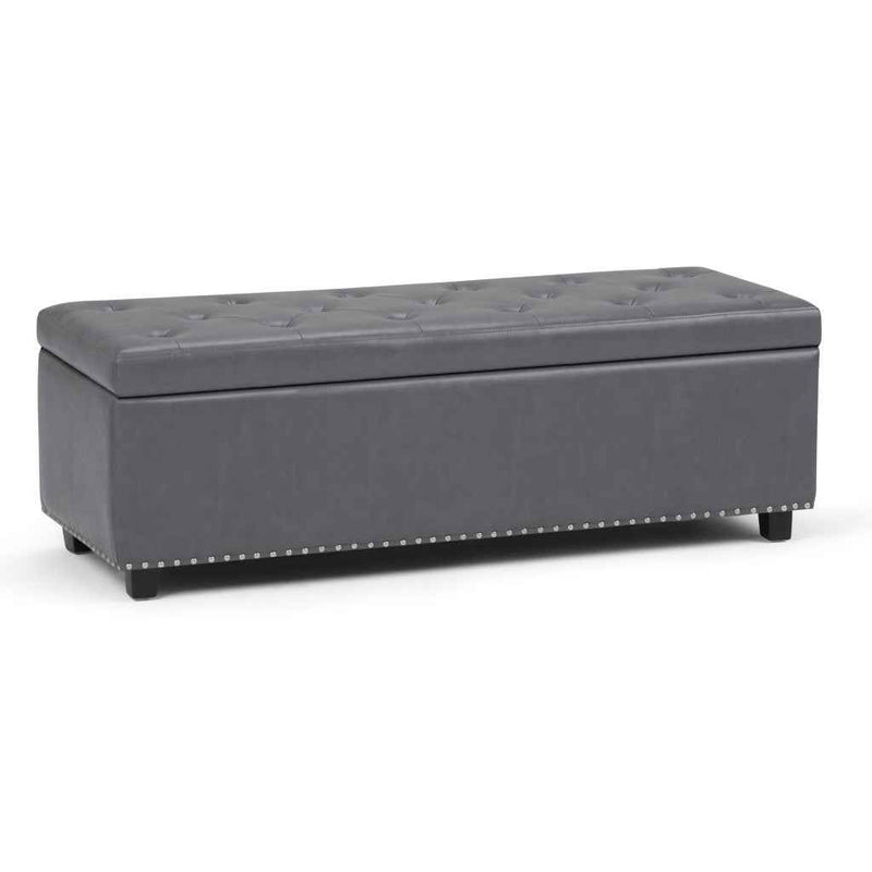 48" Dark Brown and Gray Upholstery Storage Ottoman