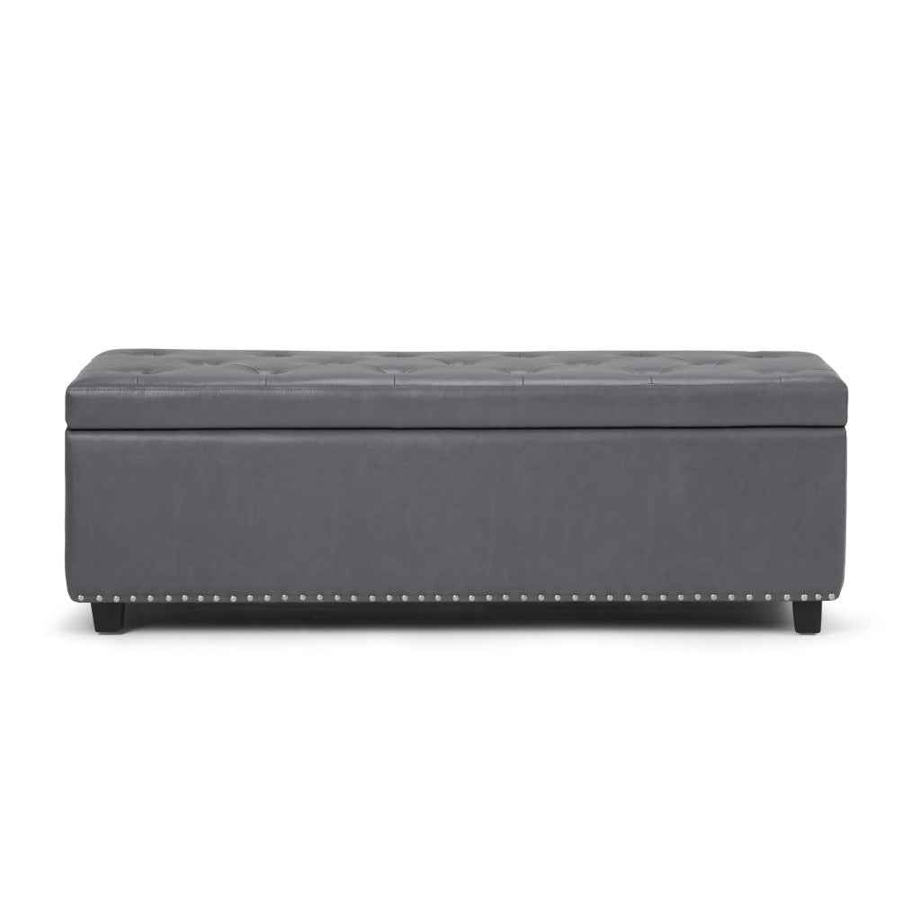 48" Dark Brown and Gray Upholstery Storage Ottoman