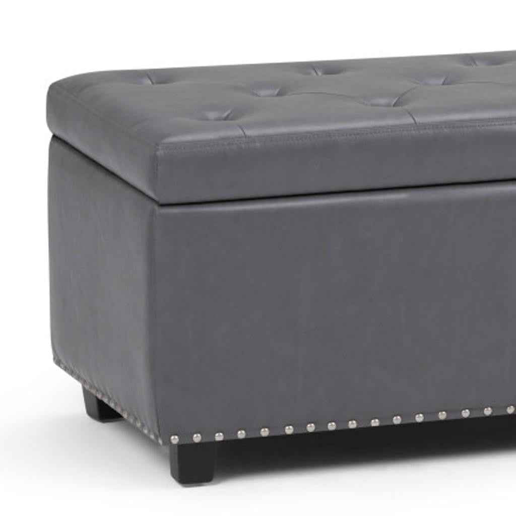 48" Dark Brown and Gray Upholstery Storage Ottoman