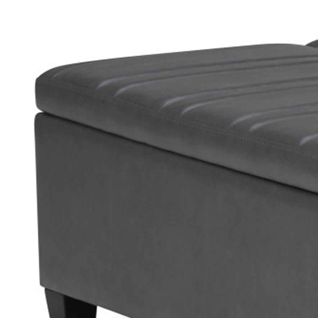 36" Gray and Espresso Leather Cocktail Ottoman With Storage