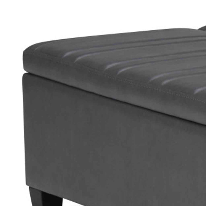 36" Gray and Espresso Leather Cocktail Ottoman With Storage