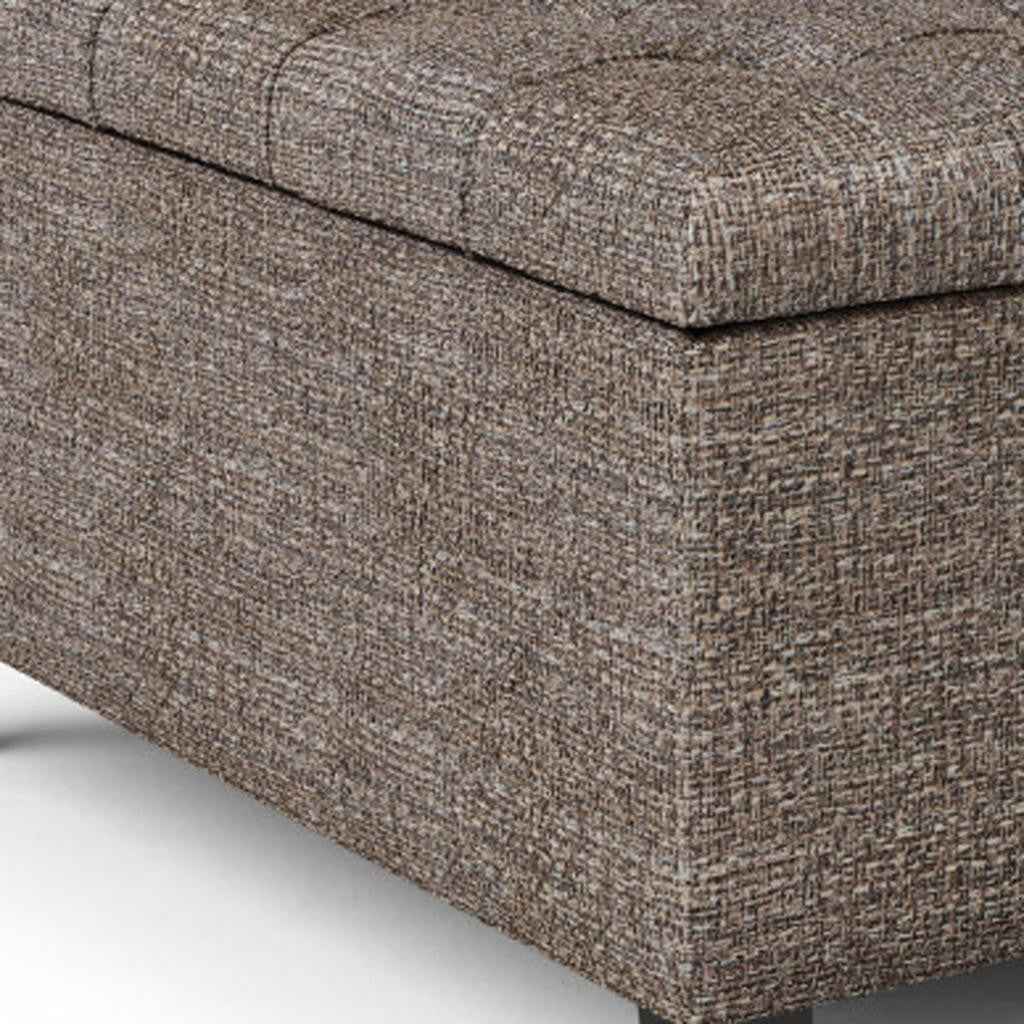 36" Brown and Dark Brown Fabric Cocktail Ottoman With Storage