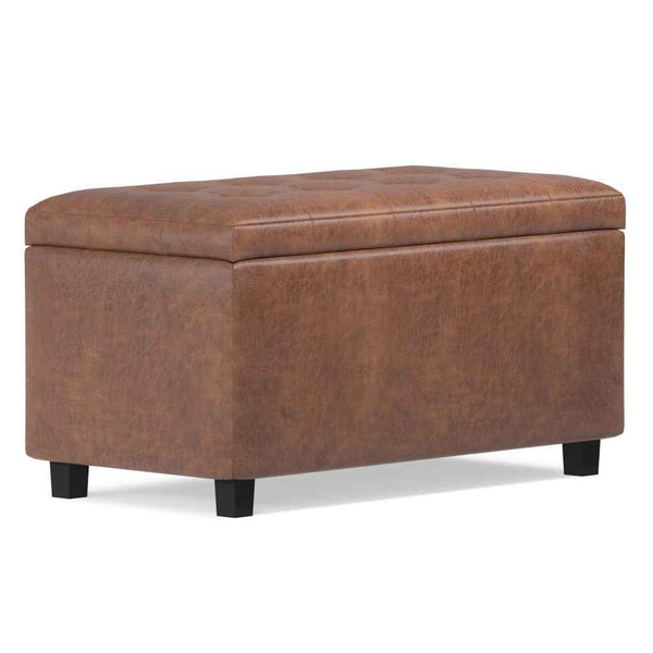 34" Dark Brown and Brown Upholstery Storage Ottoman