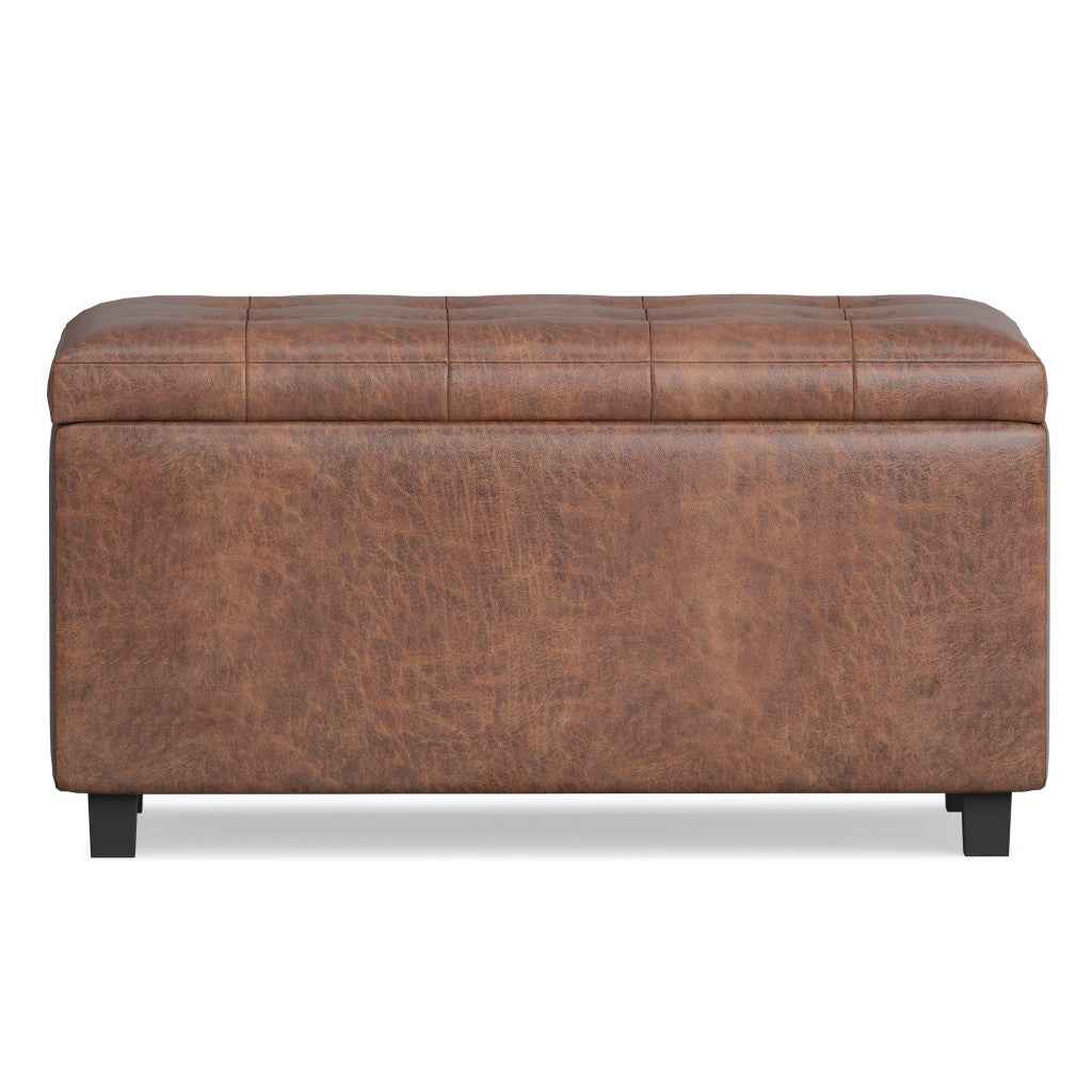 34" Dark Brown and Brown Upholstery Storage Ottoman