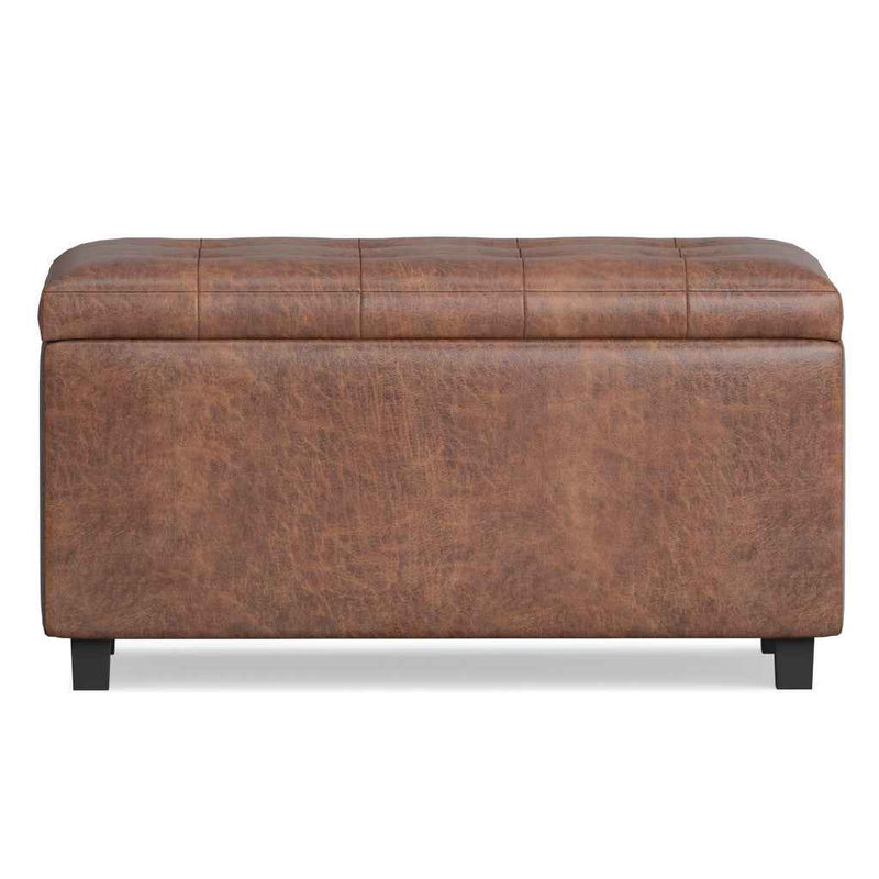 34" Dark Brown and Brown Upholstery Storage Ottoman