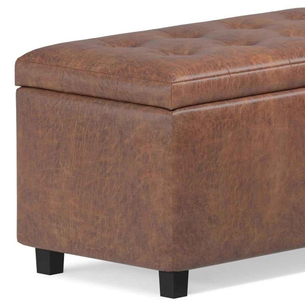 34" Dark Brown and Brown Upholstery Storage Ottoman