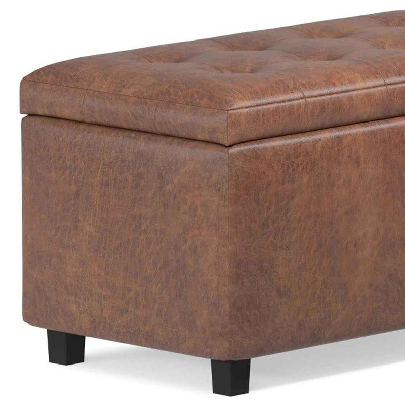 34" Dark Brown and Brown Upholstery Storage Ottoman