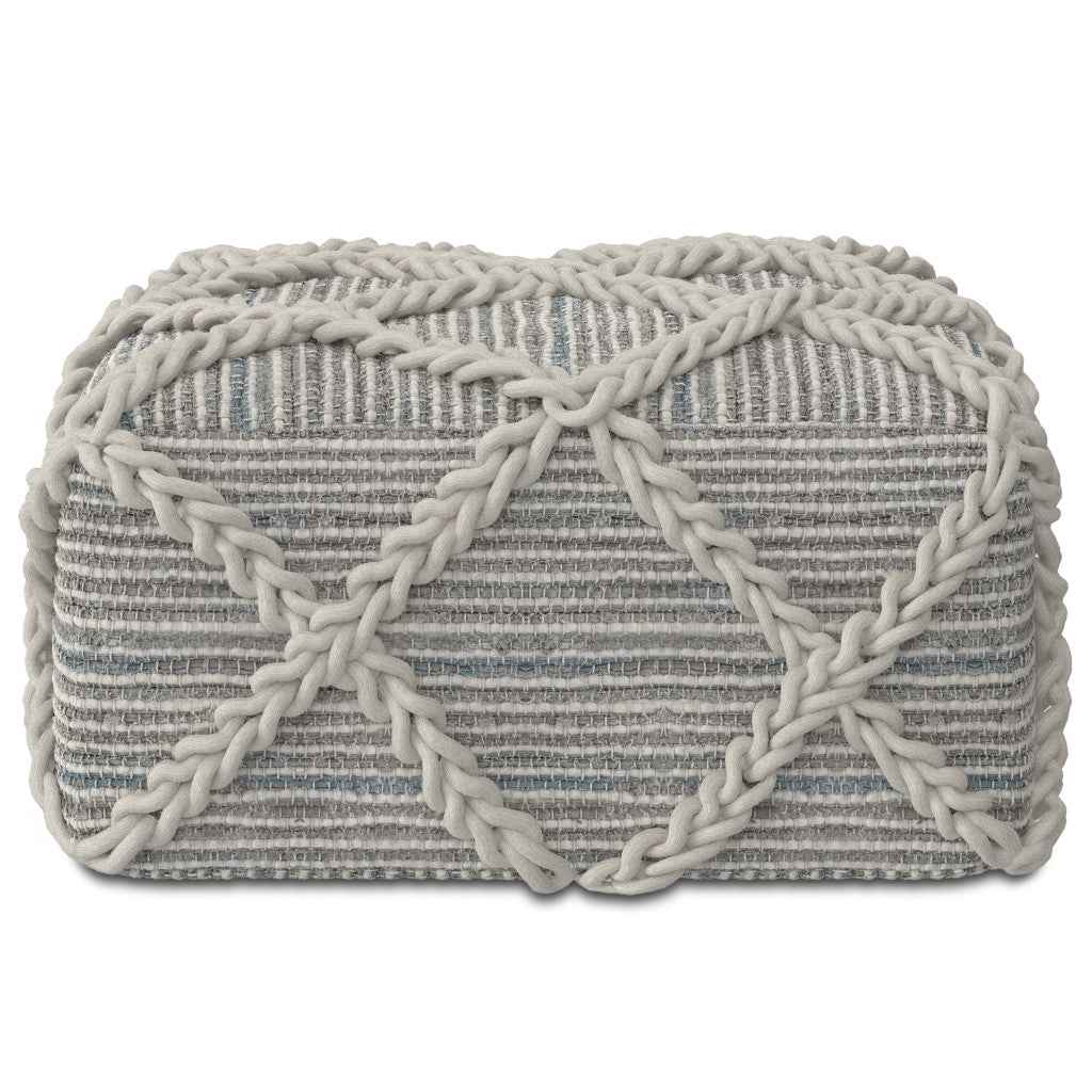 20" Gray Wool Pouf Ottoman