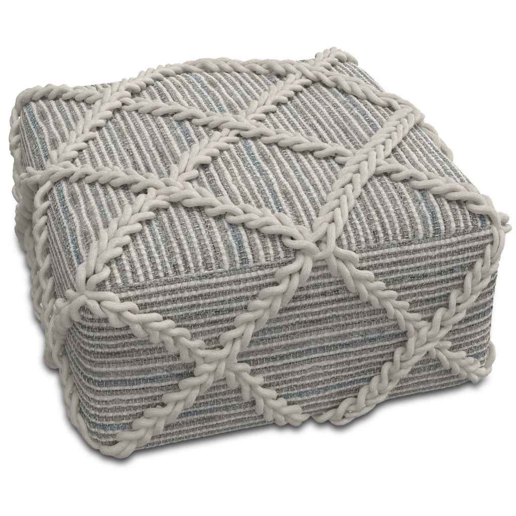 20" Gray Wool Pouf Ottoman