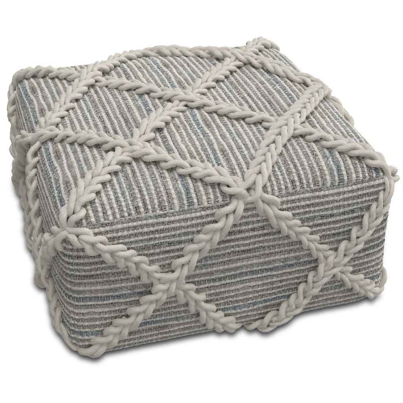 20" Gray Wool Pouf Ottoman