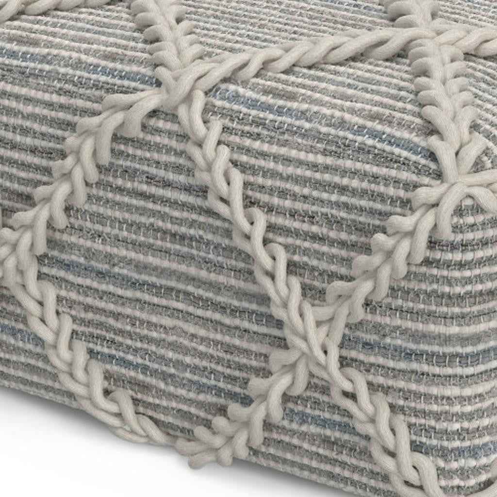 20" Gray Wool Pouf Ottoman