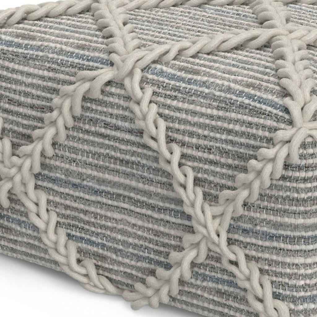 20" Gray Wool Pouf Ottoman