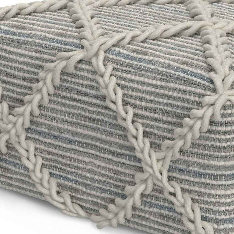 20" Gray Wool Pouf Ottoman