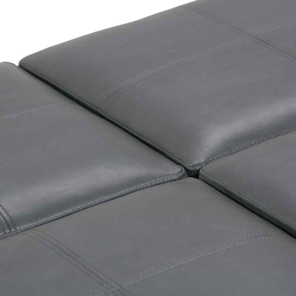 35" Gray and Dark Brown Leather Cocktail Ottoman With Storage