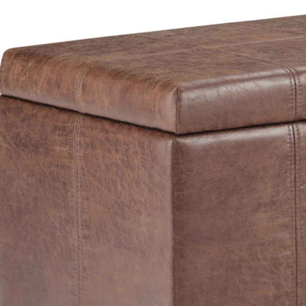36" Dark Brown and Brown Upholstery Storage Ottoman