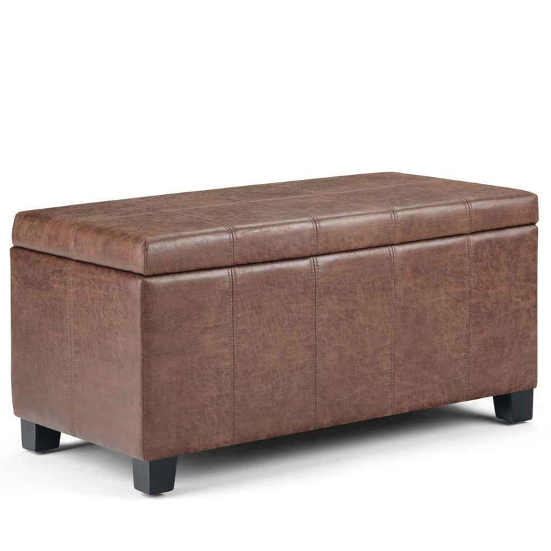 36" Dark Brown and Brown Upholstery Storage Ottoman