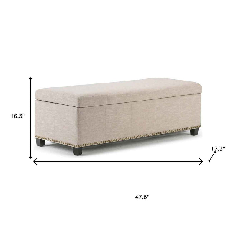 48" Dark Brown and Cafe Noir Upholstery Storage Ottoman