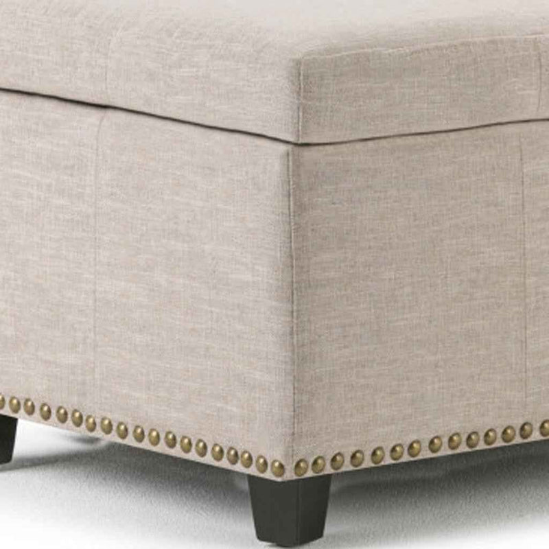 48" Dark Brown and Cafe Noir Upholstery Storage Ottoman