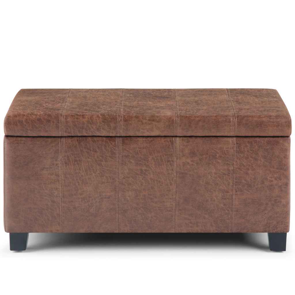 36" Dark Brown and Brown Upholstery Storage Ottoman