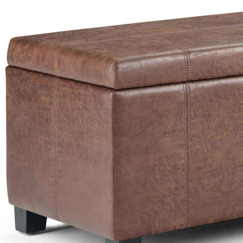 36" Dark Brown and Brown Upholstery Storage Ottoman
