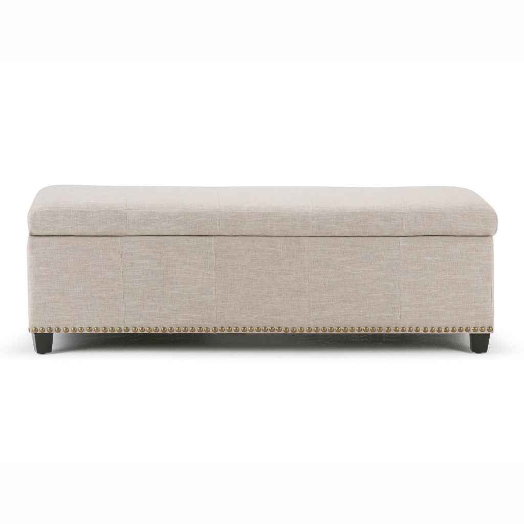 48" Dark Brown and Cafe Noir Upholstery Storage Ottoman