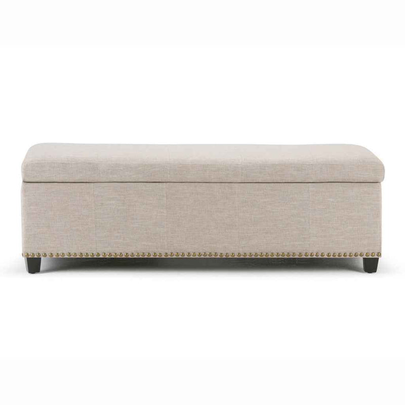 48" Dark Brown and Cafe Noir Upholstery Storage Ottoman