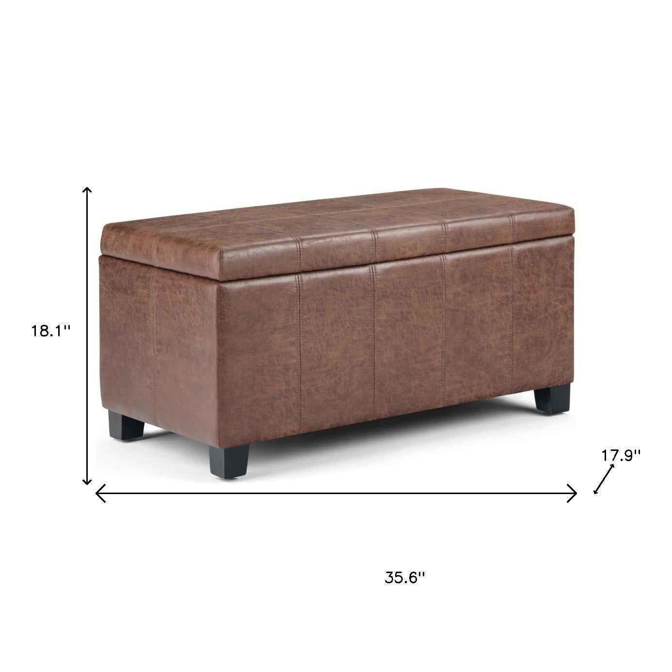 36" Dark Brown and Brown Upholstery Storage Ottoman