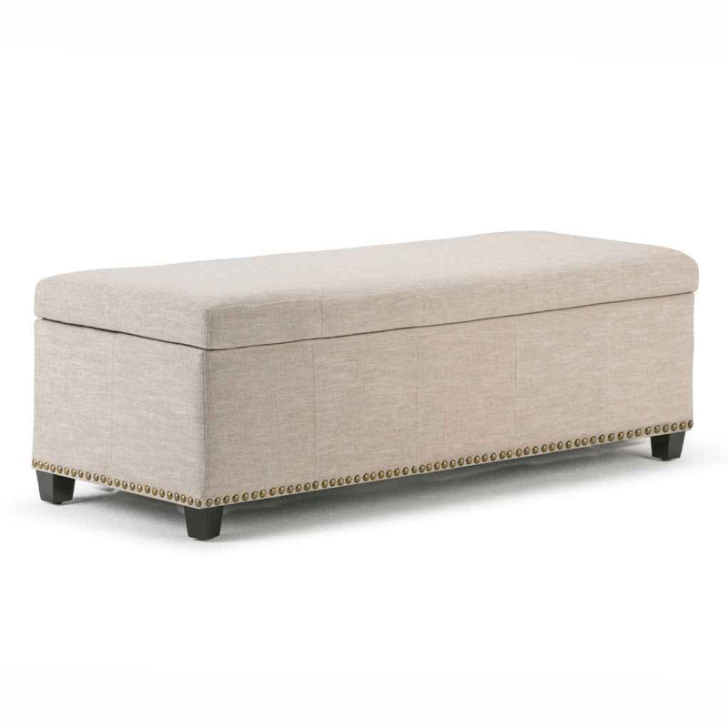 48" Dark Brown and Cafe Noir Upholstery Storage Ottoman