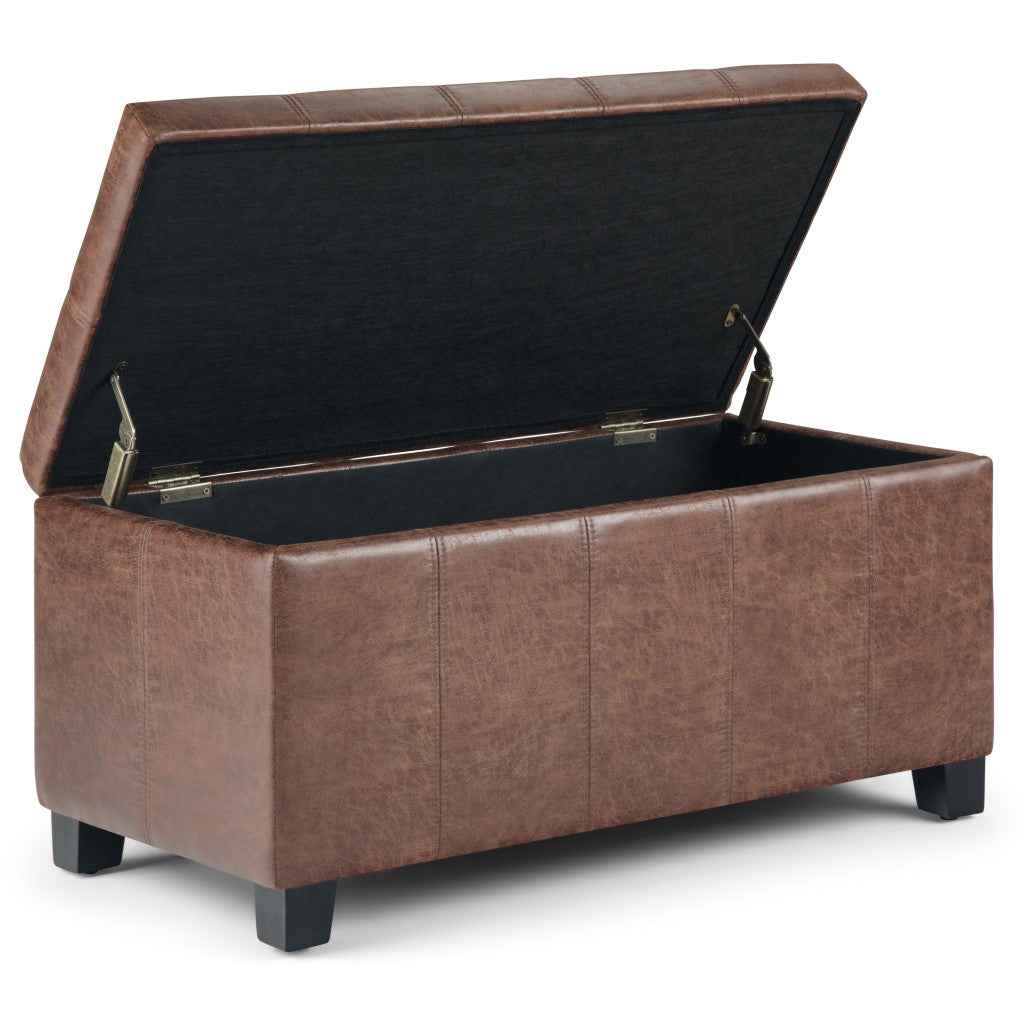 36" Dark Brown and Brown Upholstery Storage Ottoman