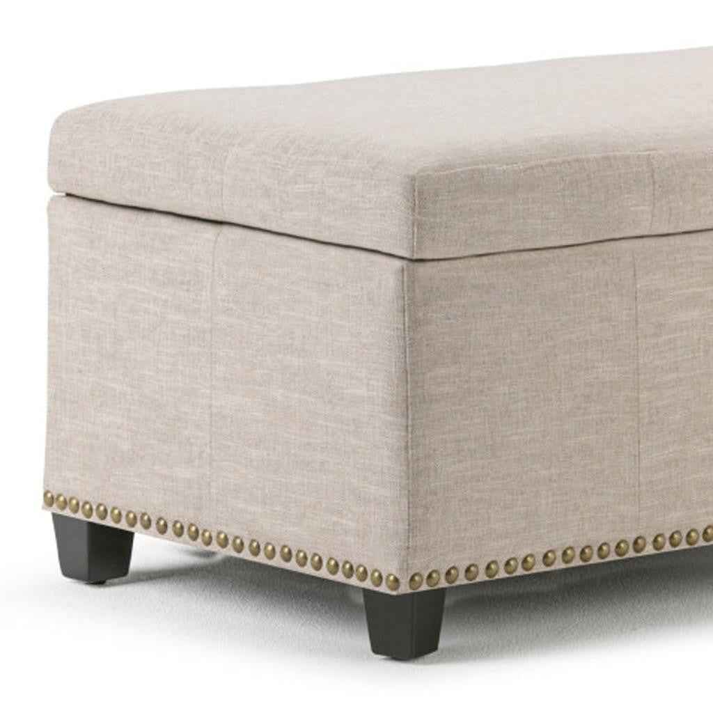 48" Dark Brown and Cafe Noir Upholstery Storage Ottoman