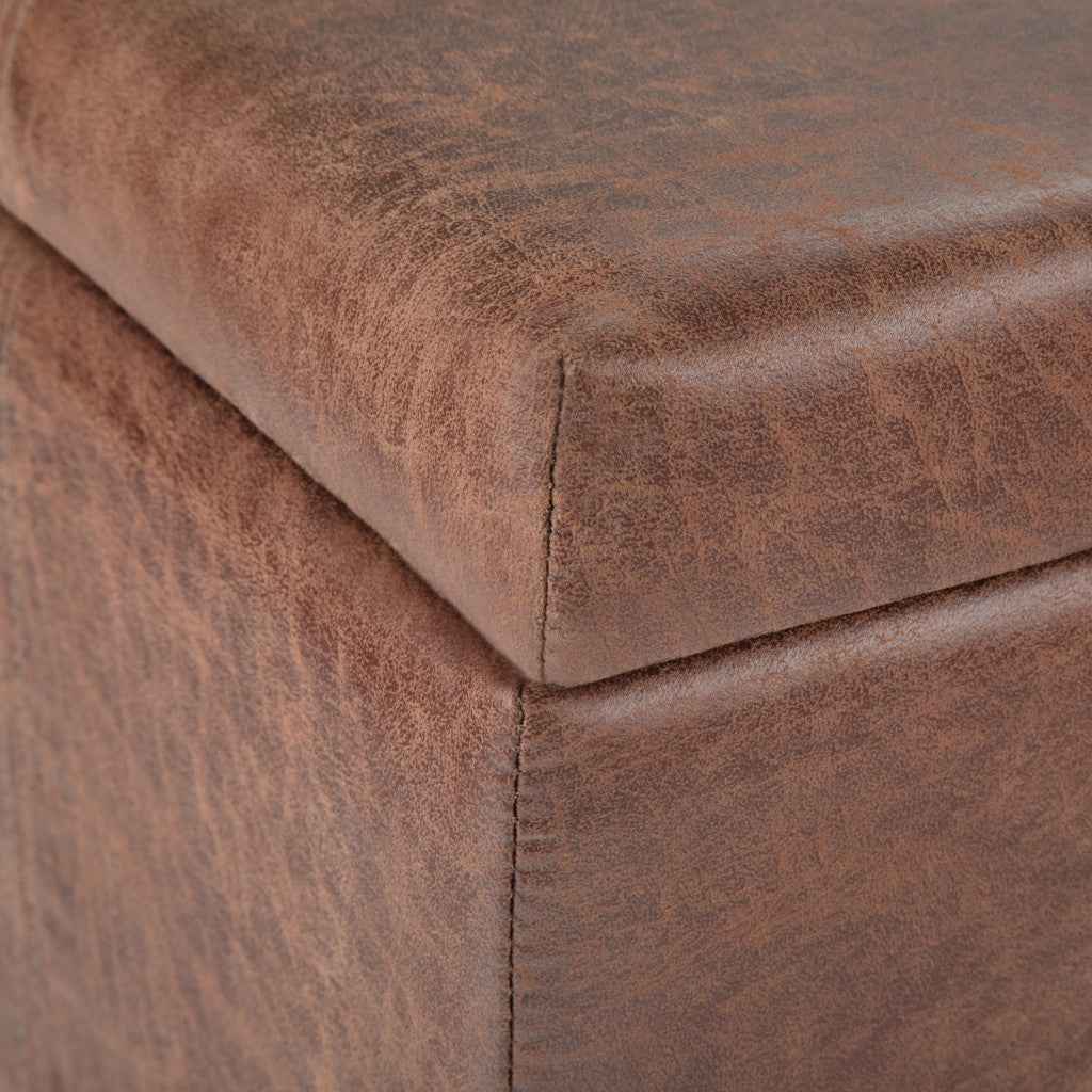 36" Dark Brown and Brown Upholstery Storage Ottoman