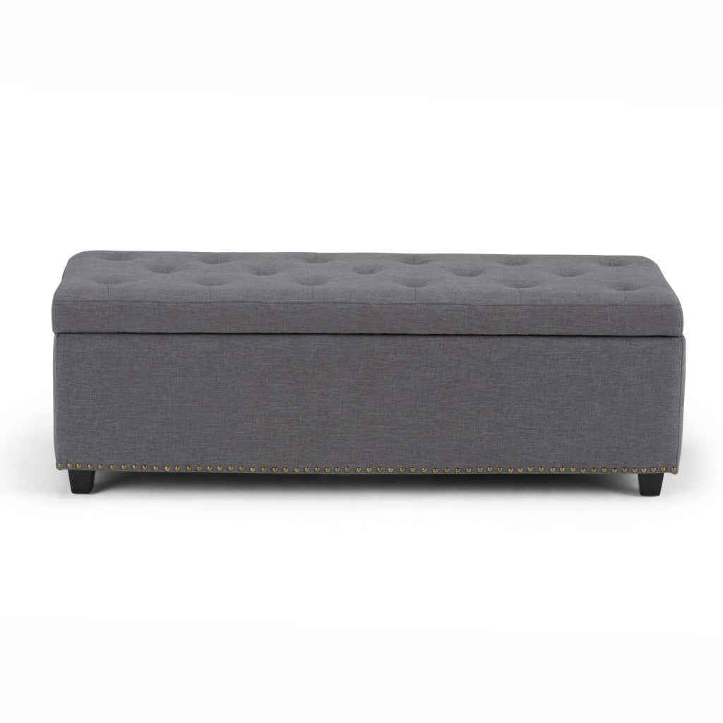 48" Dark Brown and Slate Gray Upholstery Storage Ottoman