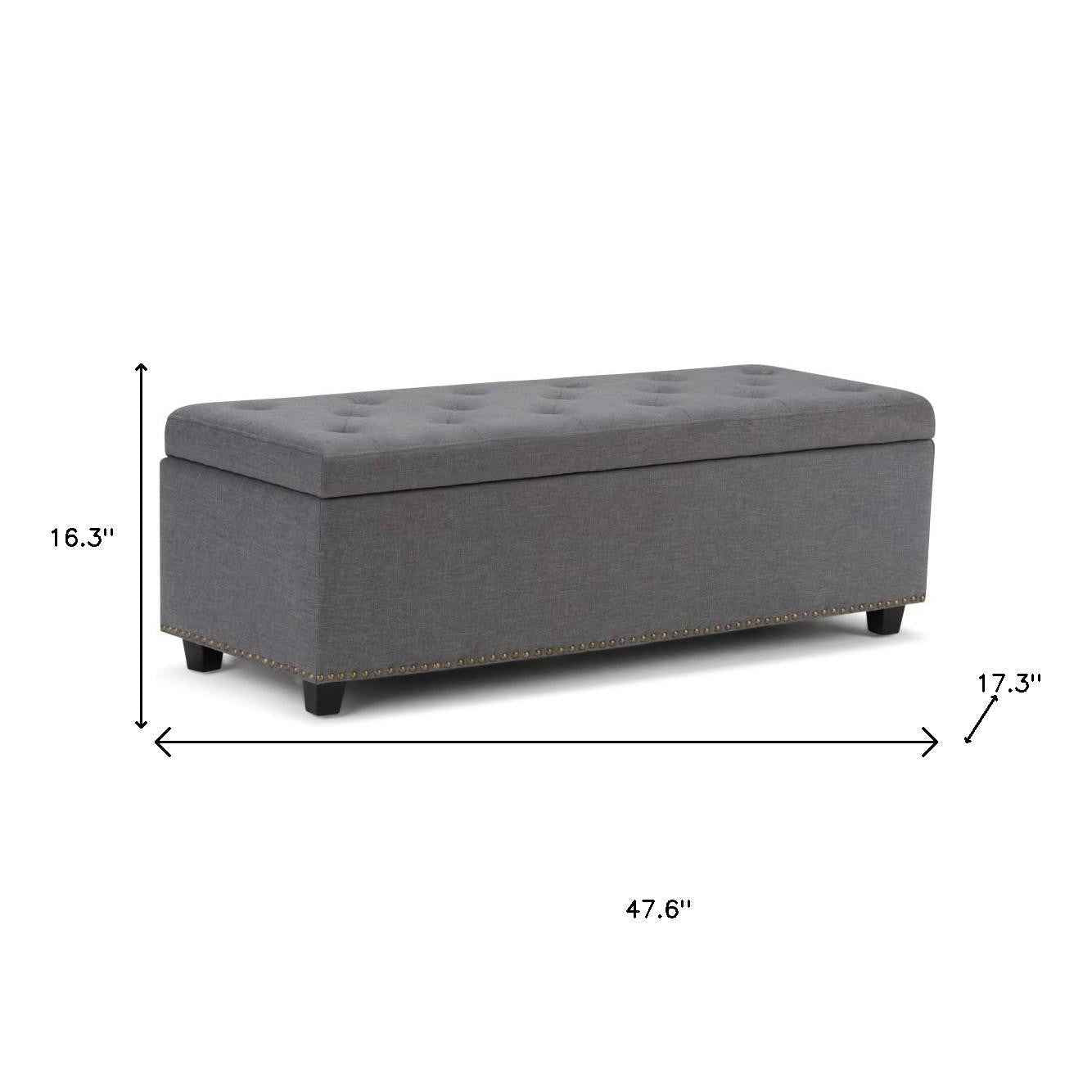 48" Dark Brown and Slate Gray Upholstery Storage Ottoman